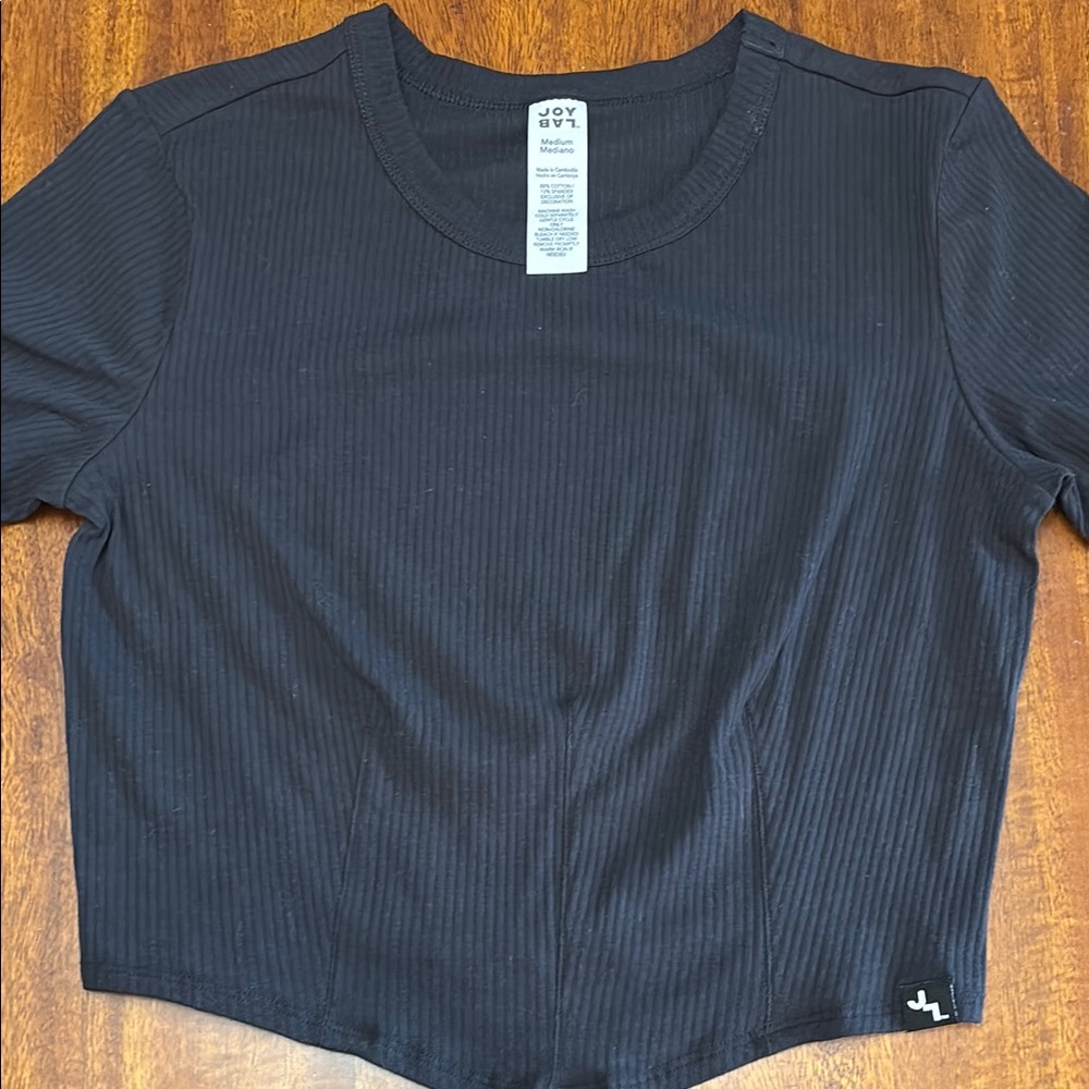 JoyLab Black Short Sleeve Ribbed Crop T-Shirt NWOT